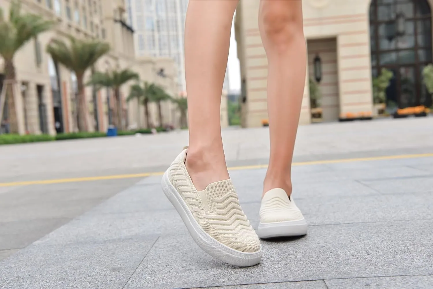 konhill Loafers for Women Slip on Walking Shoes Knit Breathable Tennis Work Comfortable Casual Fashion Sneakers