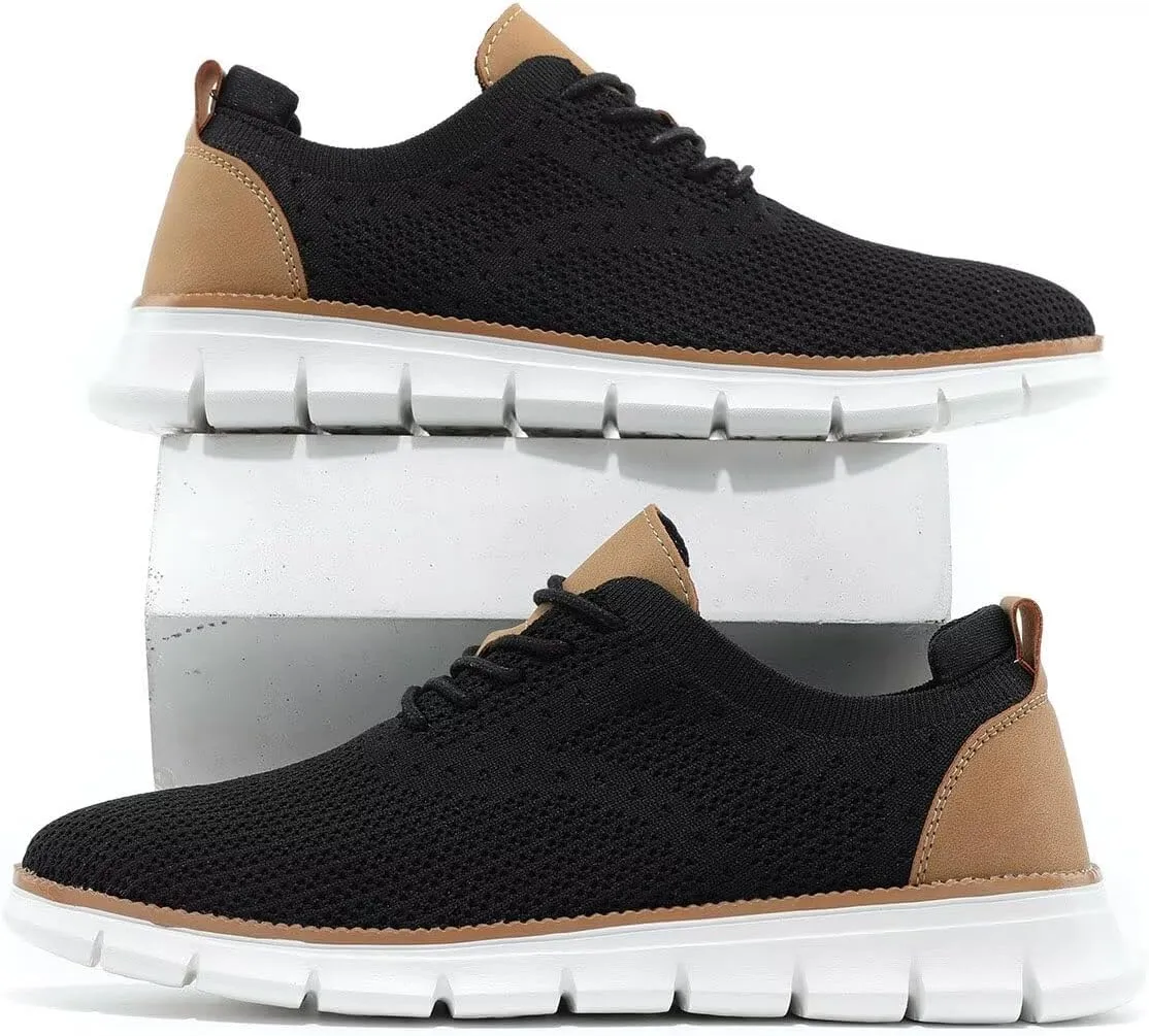 Kundork Men's Casual Dress Shoes Comfort Walking Shoes Mesh Knit Lightweight Breathable Sneakers