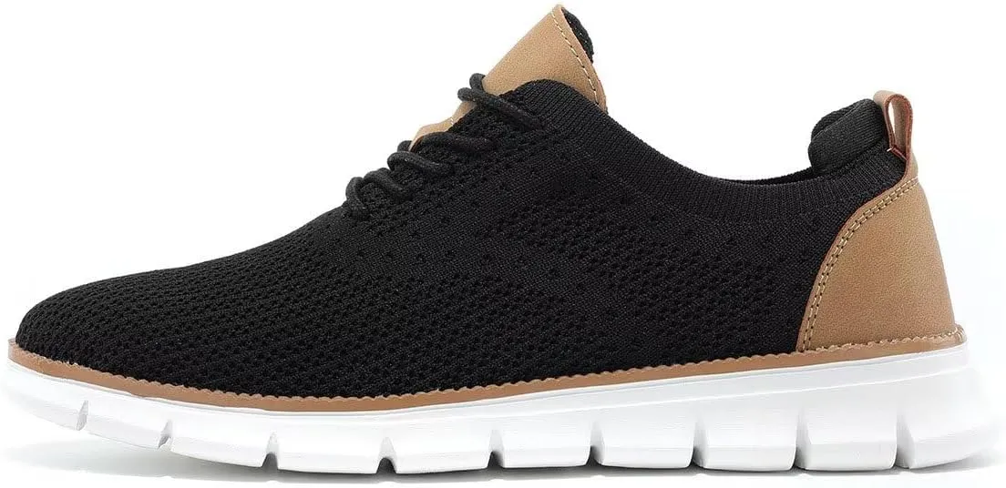 Kundork Men's Casual Dress Shoes Comfort Walking Shoes Mesh Knit Lightweight Breathable Sneakers