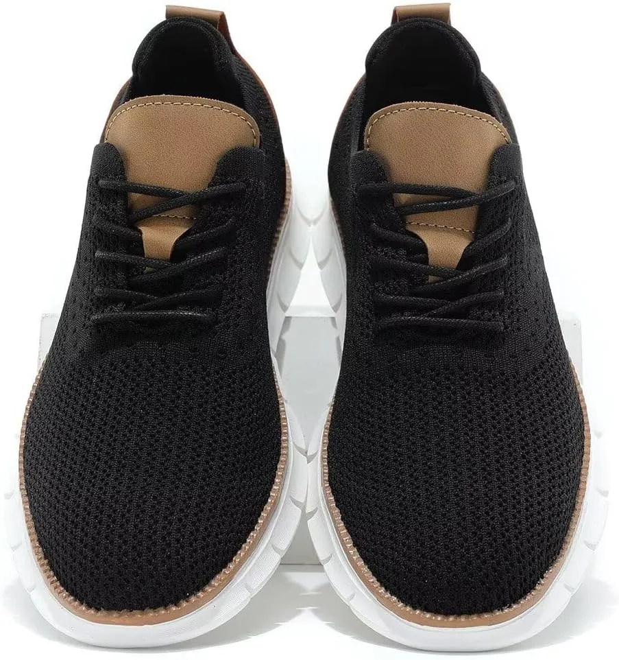 Kundork Men's Casual Dress Shoes Comfort Walking Shoes Mesh Knit Lightweight Breathable Sneakers