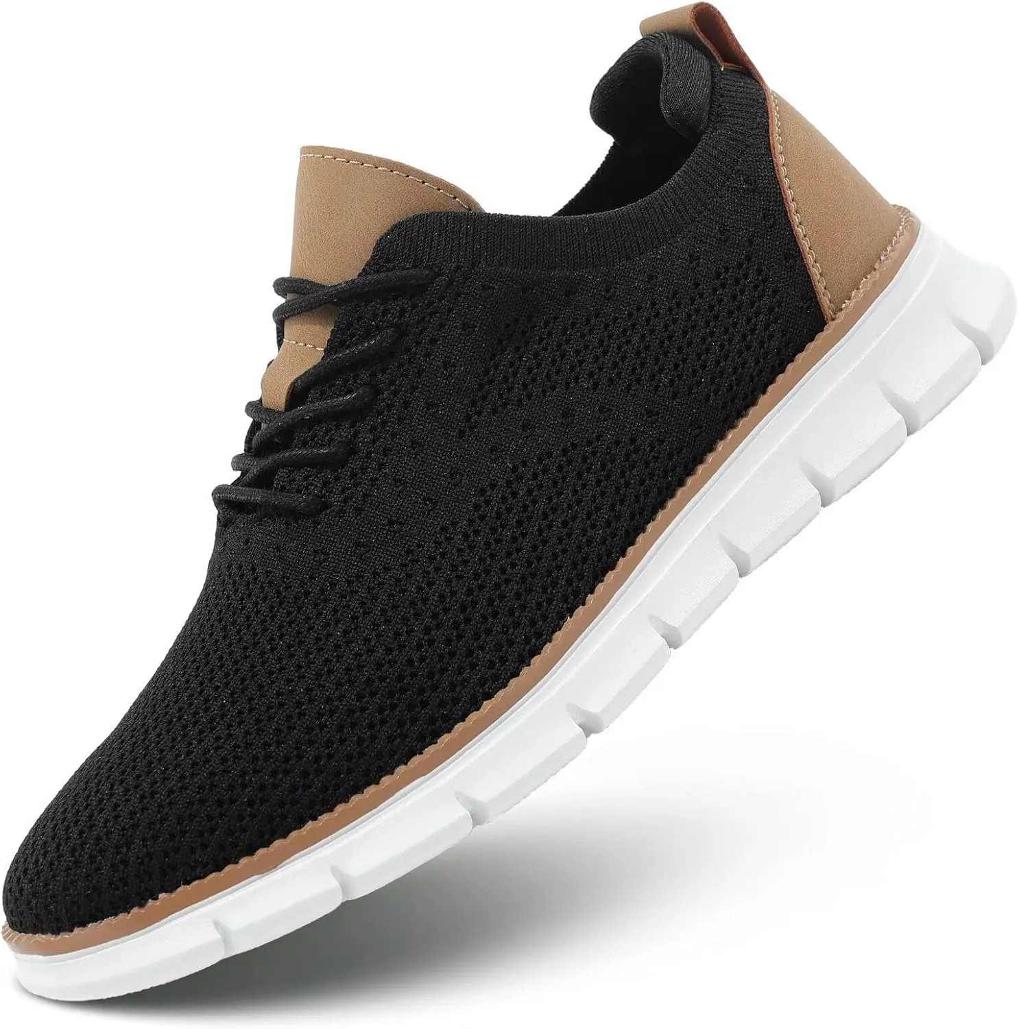 Kundork Men's Casual Dress Shoes Comfort Walking Shoes Mesh Knit Lightweight Breathable Sneakers
