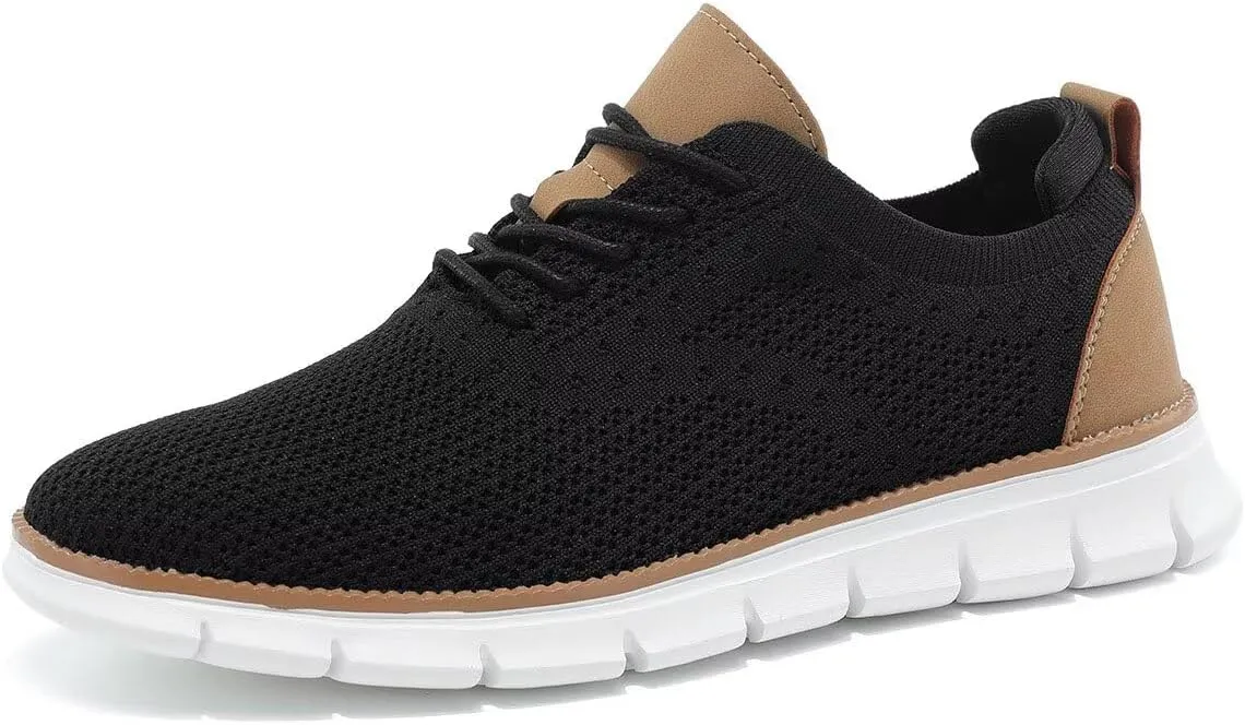 Kundork Men's Casual Dress Shoes Comfort Walking Shoes Mesh Knit Lightweight Breathable Sneakers