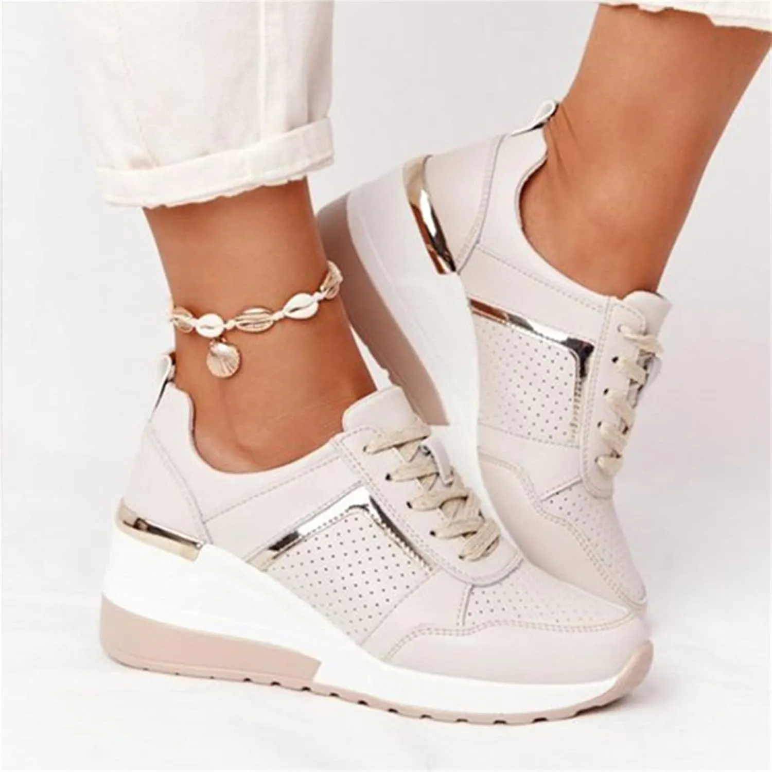 Ladmiple Shoes For Women Slip On Sneakers Breathe Walking Shoes Fashion Comfort Non Slip Platform Running Tennis Shoes