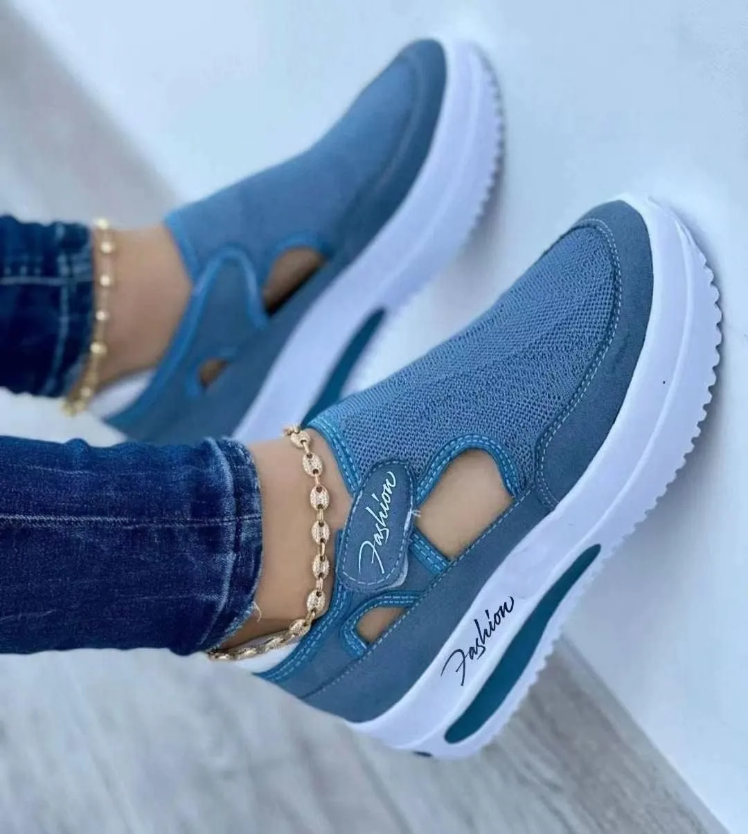 Ladmiple Shoes For Women Slip On Sneakers Breathe Walking Shoes Fashion Comfort Non Slip Platform Running Tennis Shoes