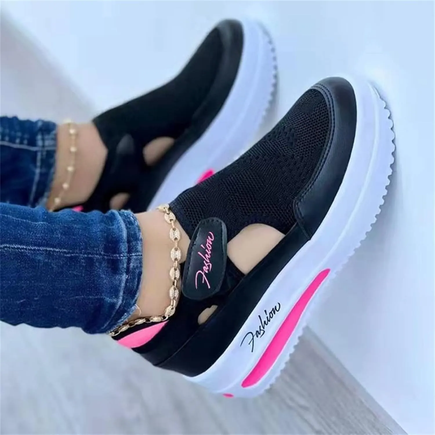 Lausiuoe Women's Fashion Sneakers Slip On Leather Low Top Fashion Comfortable Casual Soft Walking Flat Shoes Loafers