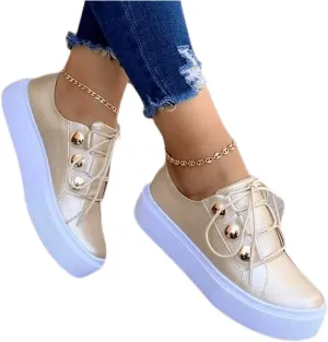 Lausiuoe Women's Fashion Sneakers Slip On Leather Low Top Fashion Comfortable Casual Soft Walking Flat Shoes Loafers