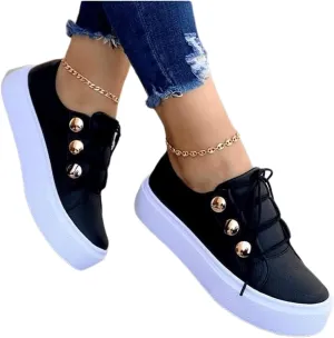 Lausiuoe Women's Fashion Sneakers Slip On Leather Low Top Fashion Comfortable Casual Soft Walking Flat Shoes Loafers