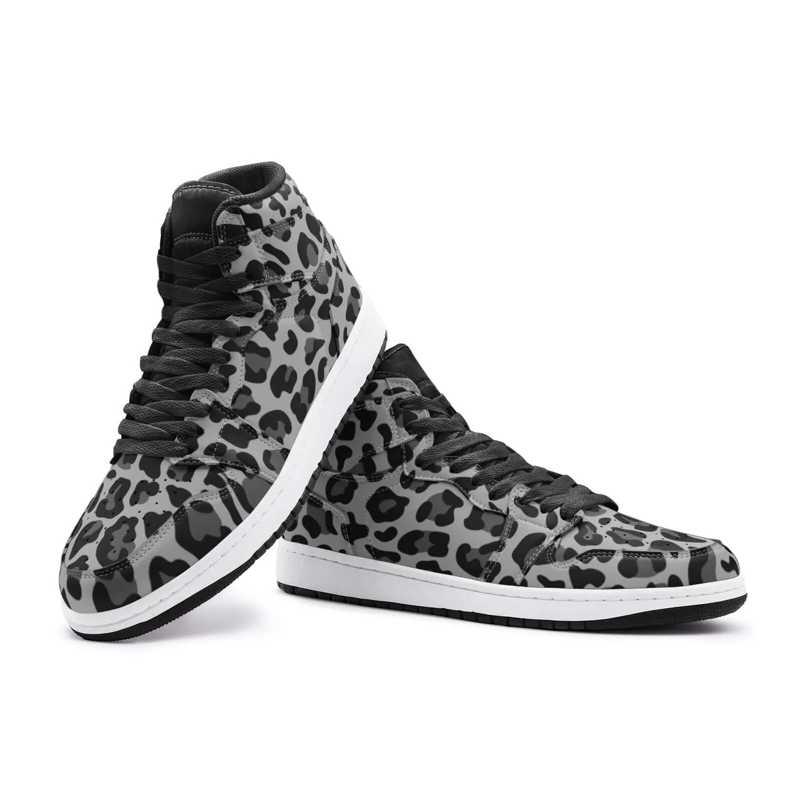 Leopard Sneakers AJ1 Style | High-top | Gray & Black