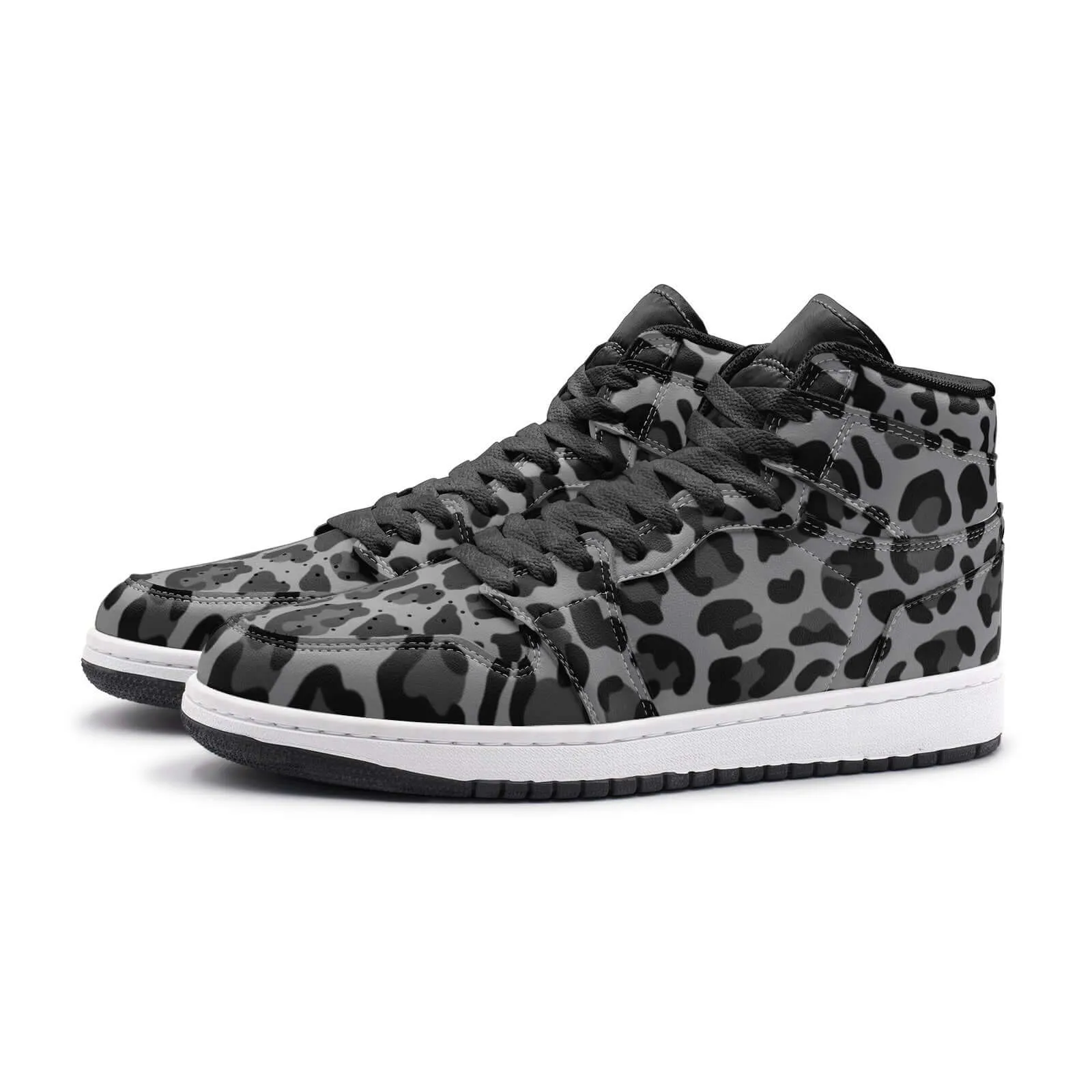 Leopard Sneakers AJ1 Style | High-top | Gray & Black