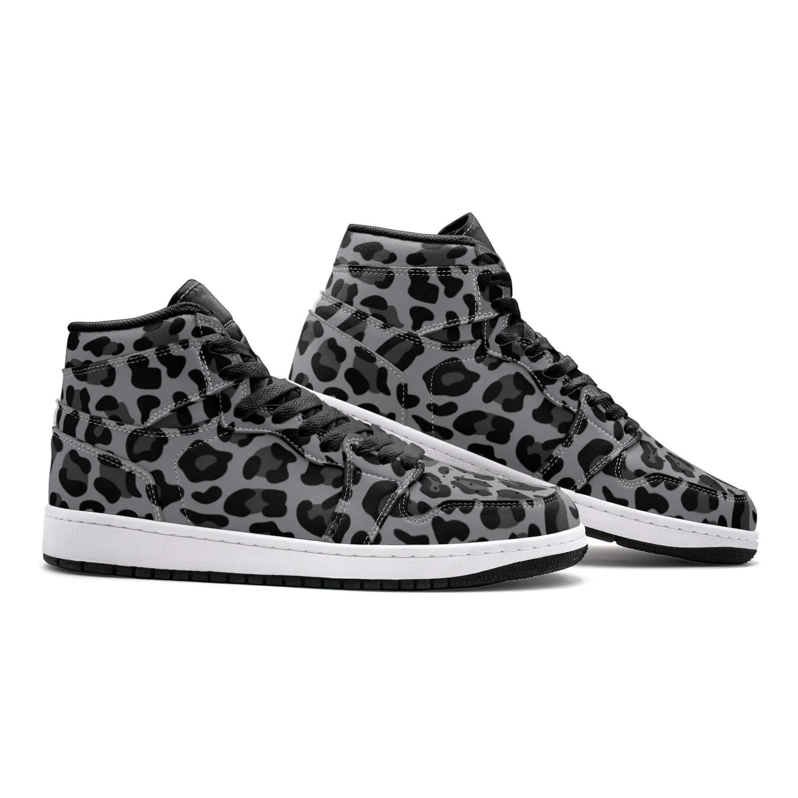 Leopard Sneakers AJ1 Style | High-top | Gray & Black
