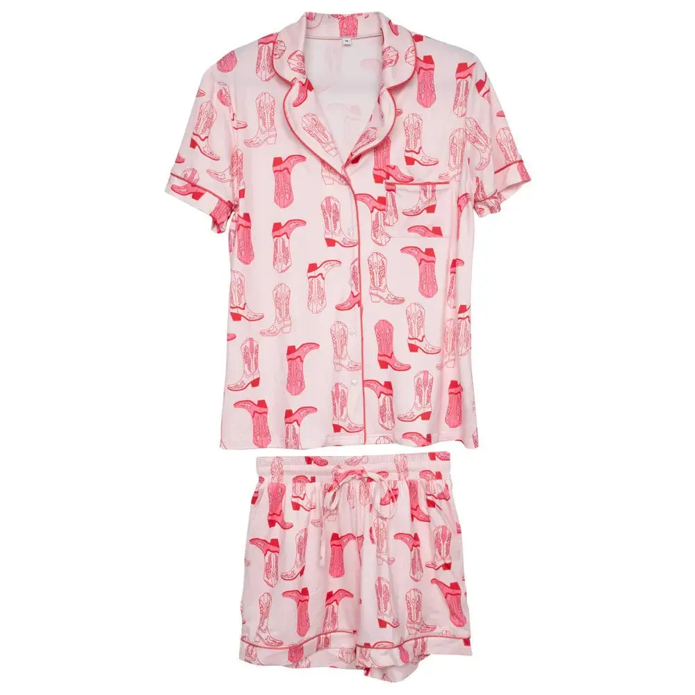 Light Pink Western Boot Pajamas