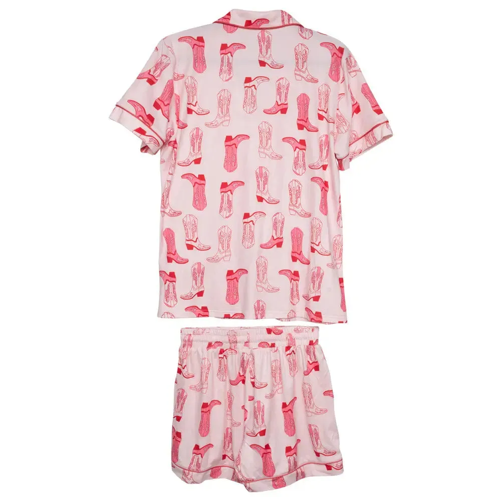 Light Pink Western Boot Pajamas
