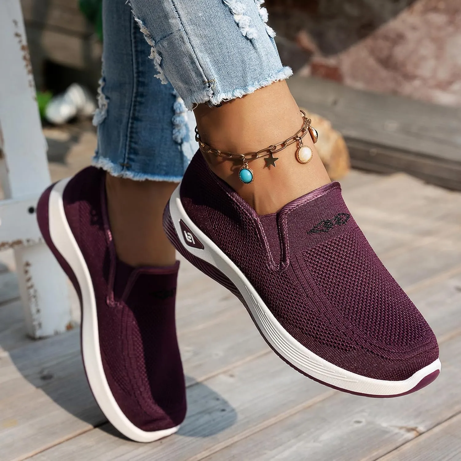 Lightweight Shoes for Women Casual Loafers Womens Slip On Deck Shoe Breathable Comfortable Work Walking Shoes Summer
