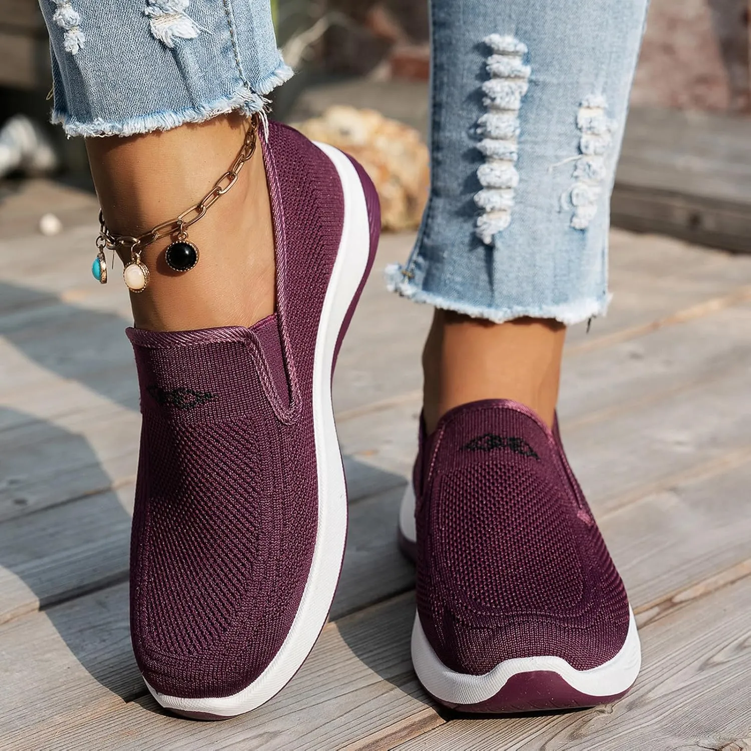 Lightweight Shoes for Women Casual Loafers Womens Slip On Deck Shoe Breathable Comfortable Work Walking Shoes Summer