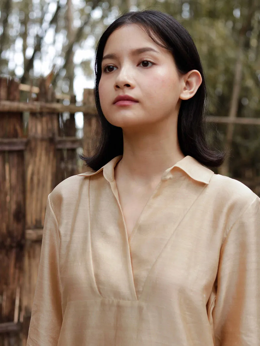 Long Slip On Easy Shirt With Asymmetrical Hem