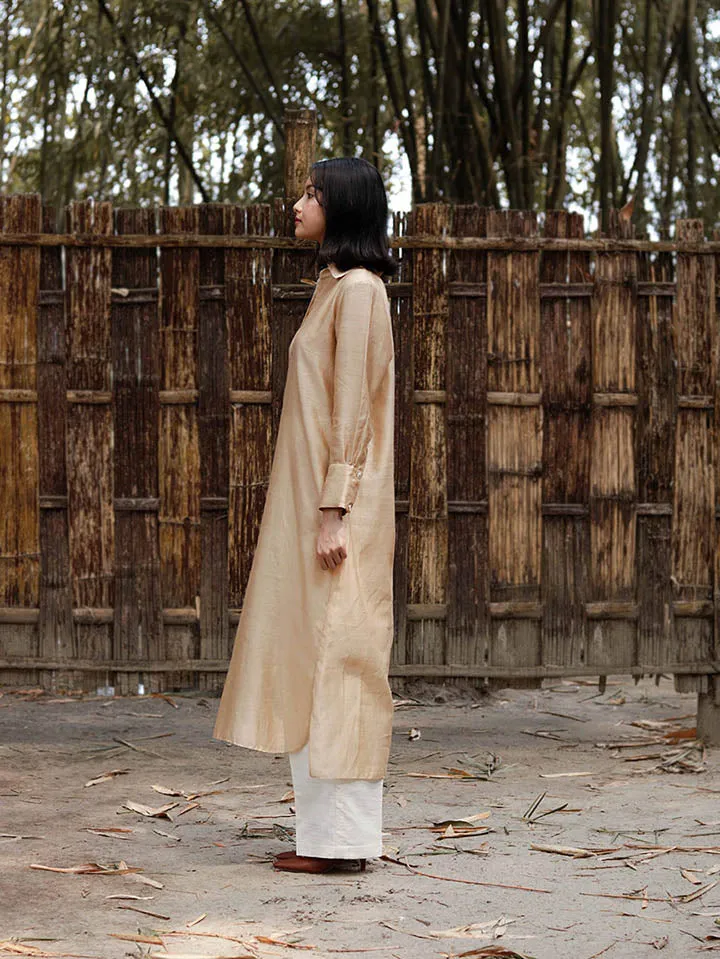 Long Slip On Easy Shirt With Asymmetrical Hem