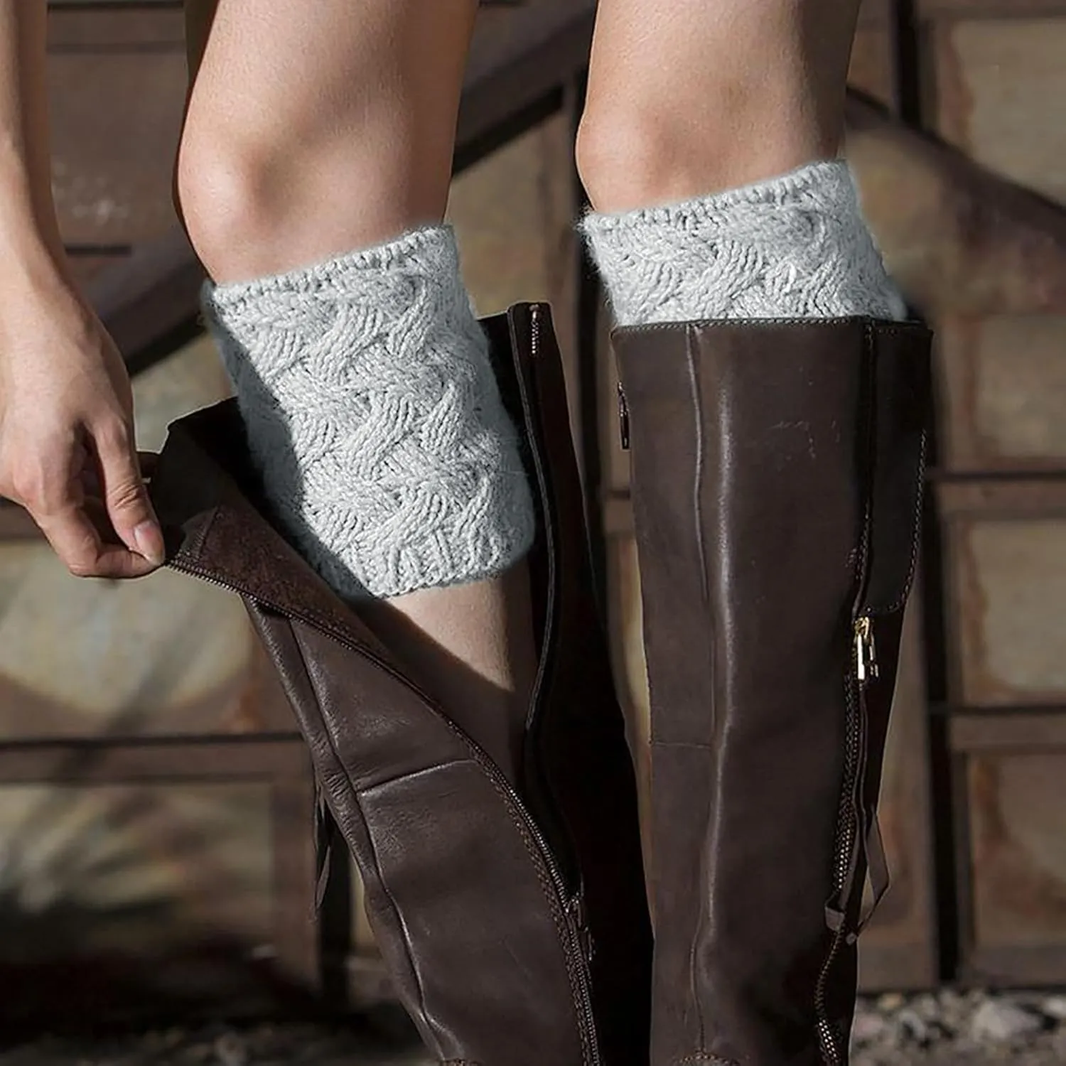 Loritta Womens Boot Socks Winter Warm Crochet Knitted Boot Cuffs Topper Socks Short Leg Warmers Gifts