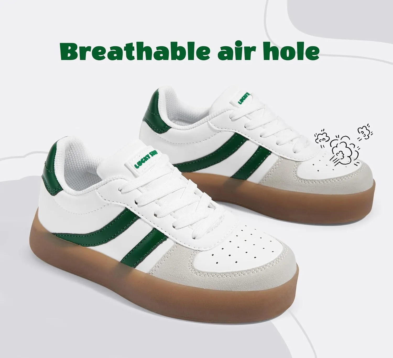 LUCKY STEP Unisex-Child Kid's Sneakers Lace Up School Fashion Platform Breathable Tennis Athletic Running Walking Shoes for Boys Girls