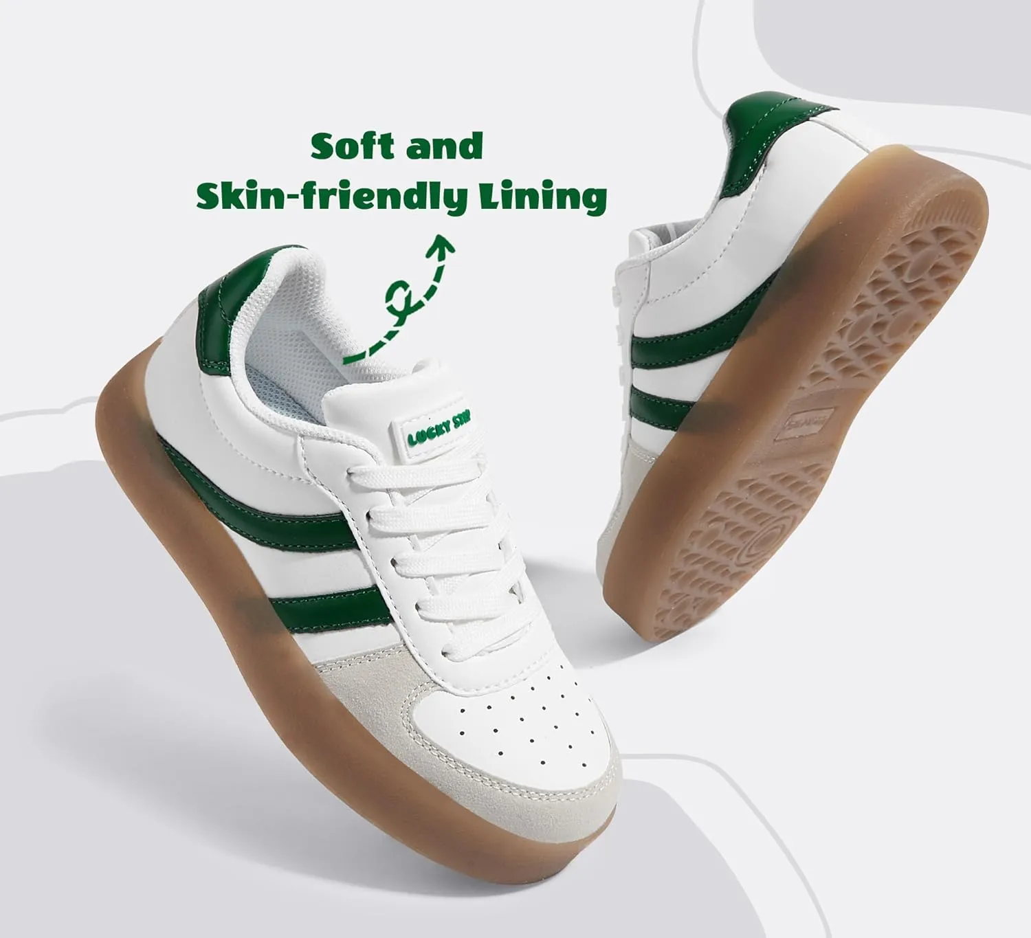 LUCKY STEP Unisex-Child Kid's Sneakers Lace Up School Fashion Platform Breathable Tennis Athletic Running Walking Shoes for Boys Girls