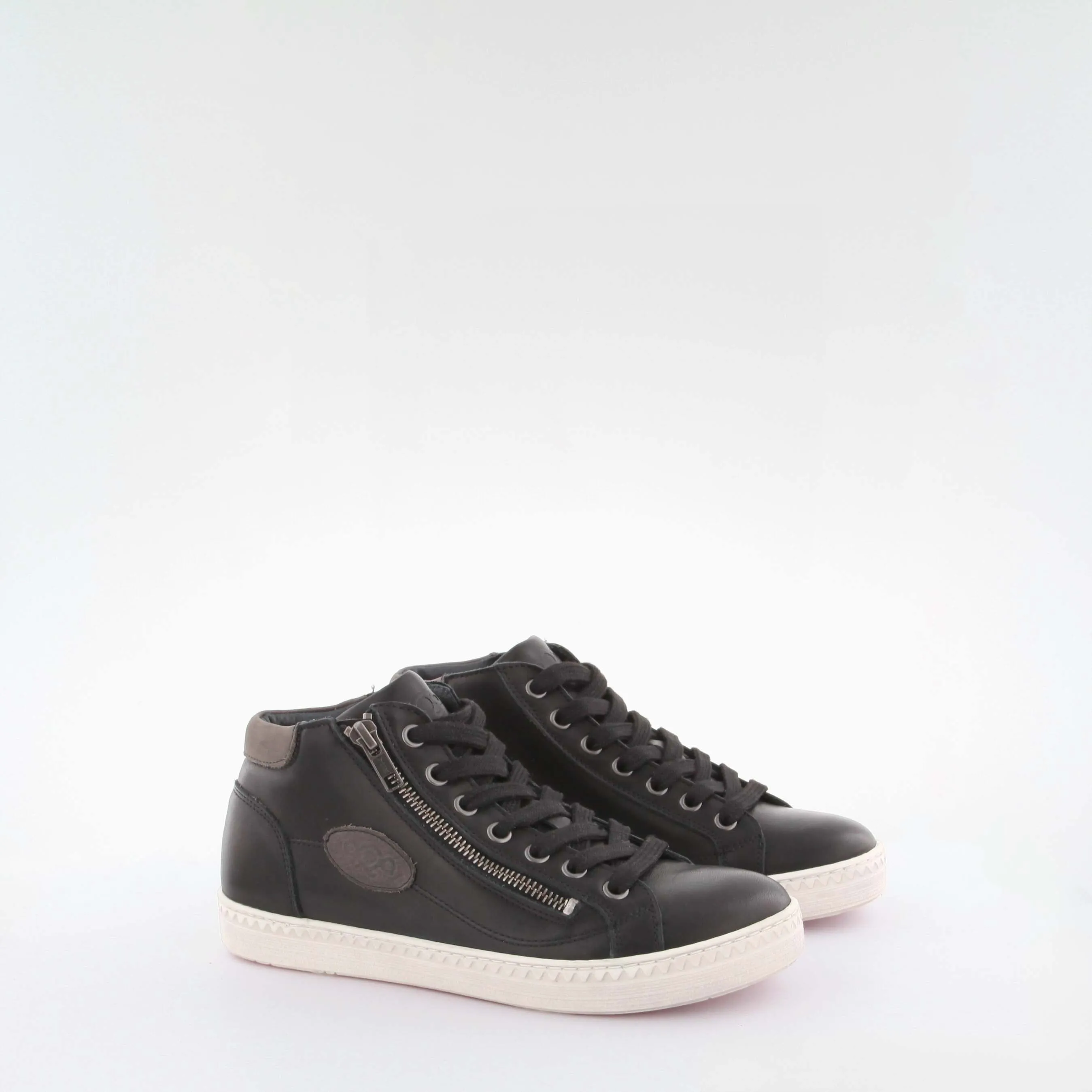 Mariah Black Leather High Sneakers