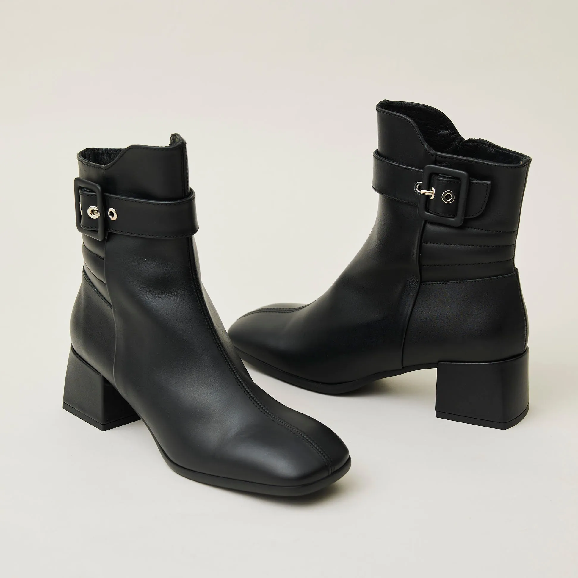 Marian Black Leather Ankle Boots