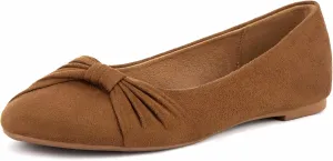 MaxMuxun Women's Flats Shoes Faux Suede Round Toe Ballet Dressy Flats Comfortable Slip On Walking Shoes