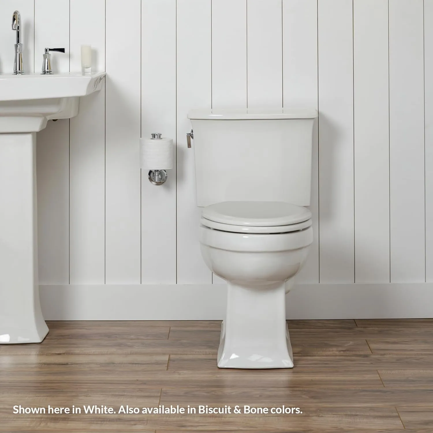 Mayfair Cameron Biscuit Toilet Seat, Non Slip Heavy Duty Wood, Easy Clean, Elongated