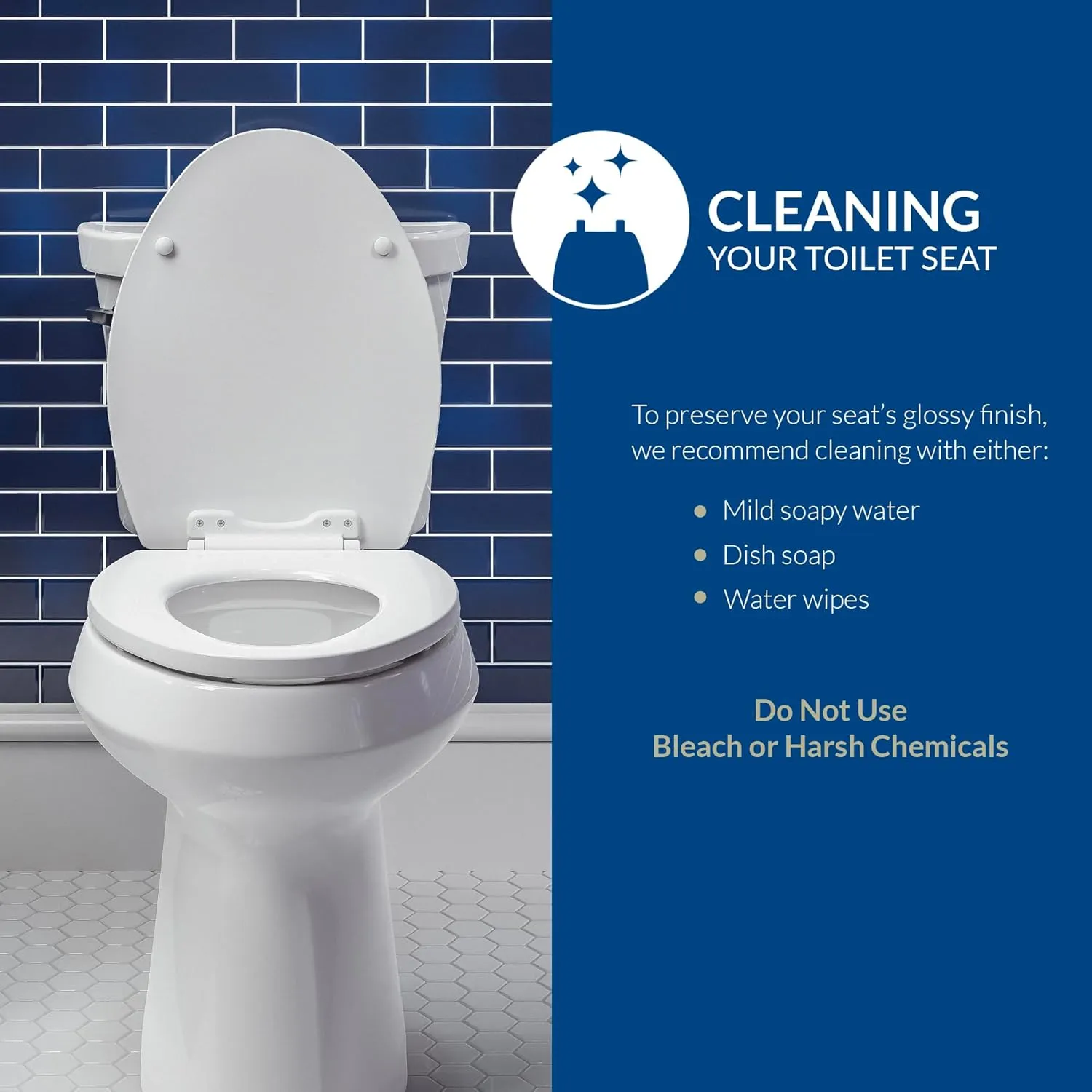 Mayfair Cameron Biscuit Toilet Seat, Non Slip Heavy Duty Wood, Easy Clean, Elongated