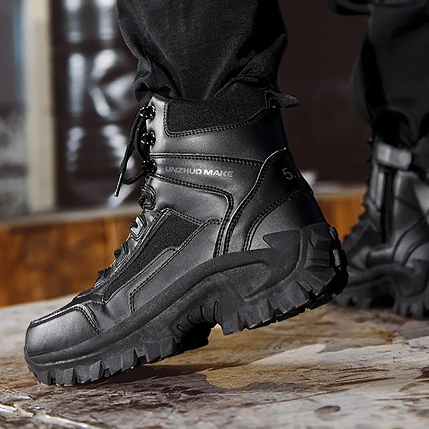 Men Water Proof Hiking and Camping Boots Comfortable and Breathable Side Zipper Non Slip Durable All Weather Boots Men