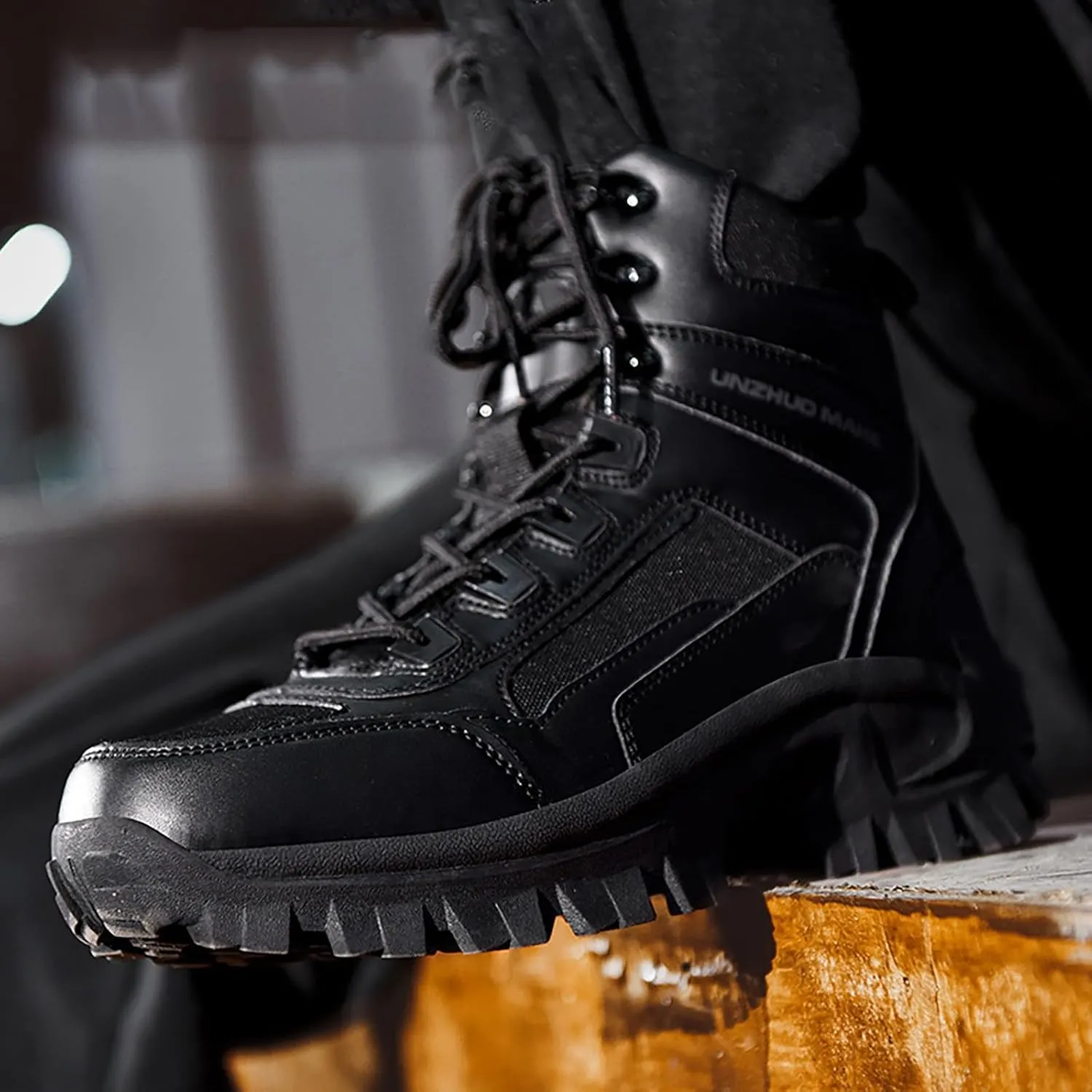 Men Water Proof Hiking and Camping Boots Comfortable and Breathable Side Zipper Non Slip Durable All Weather Boots Men