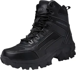 Men Water Proof Hiking and Camping Boots Comfortable and Breathable Side Zipper Non Slip Durable All Weather Boots Men