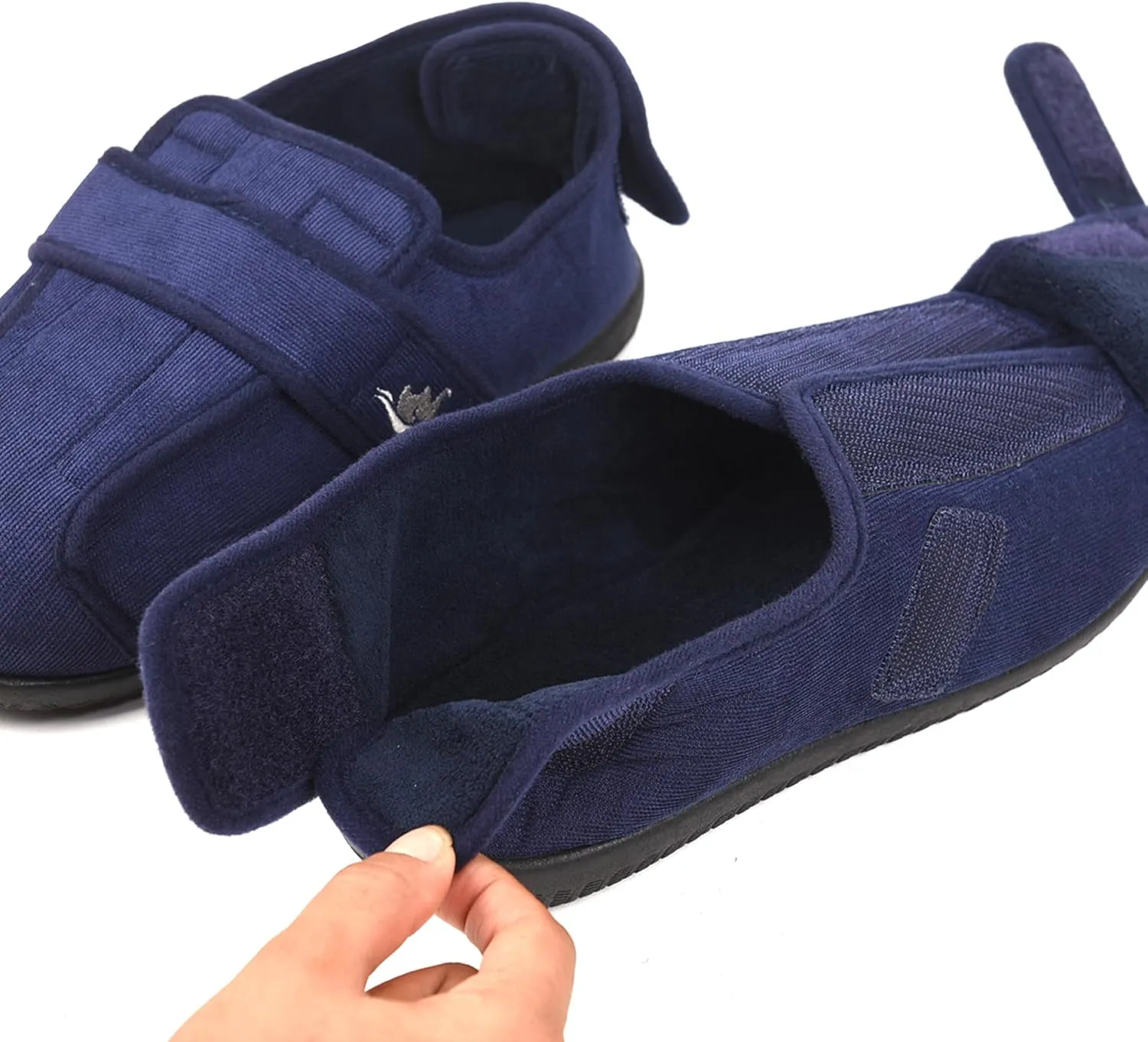 Men's 80-D Memory Foam Adjustable Wide Diabetic Slippers for Swollen Feet, Edema, Arthritis, Elderly Indoor/Outdoor