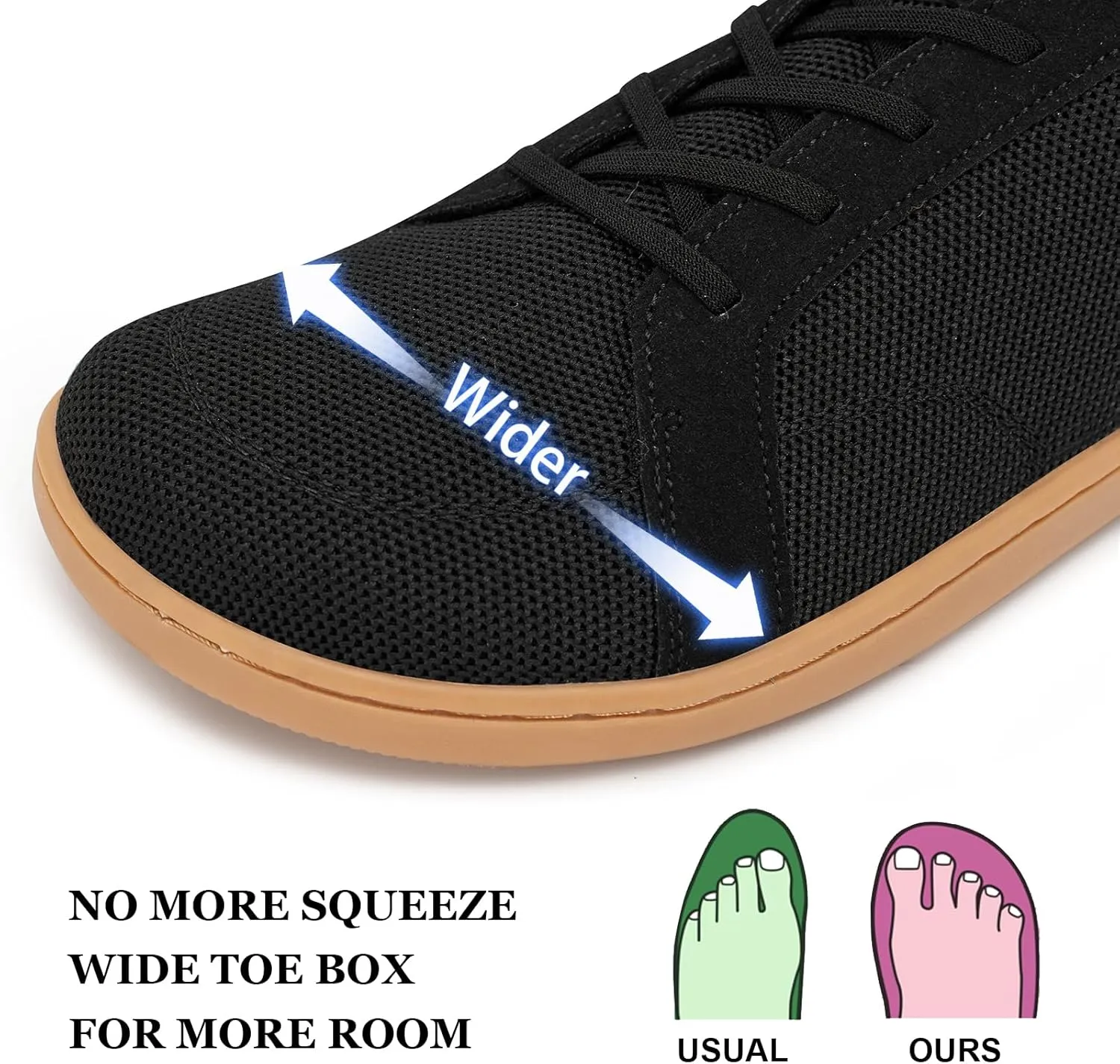 Men's Barefoot Wide Toe Box Shoes - Minimalist Barefoot Shoes with Zero Drop Sole Extra Wide Slip on Walking Shoes for Men