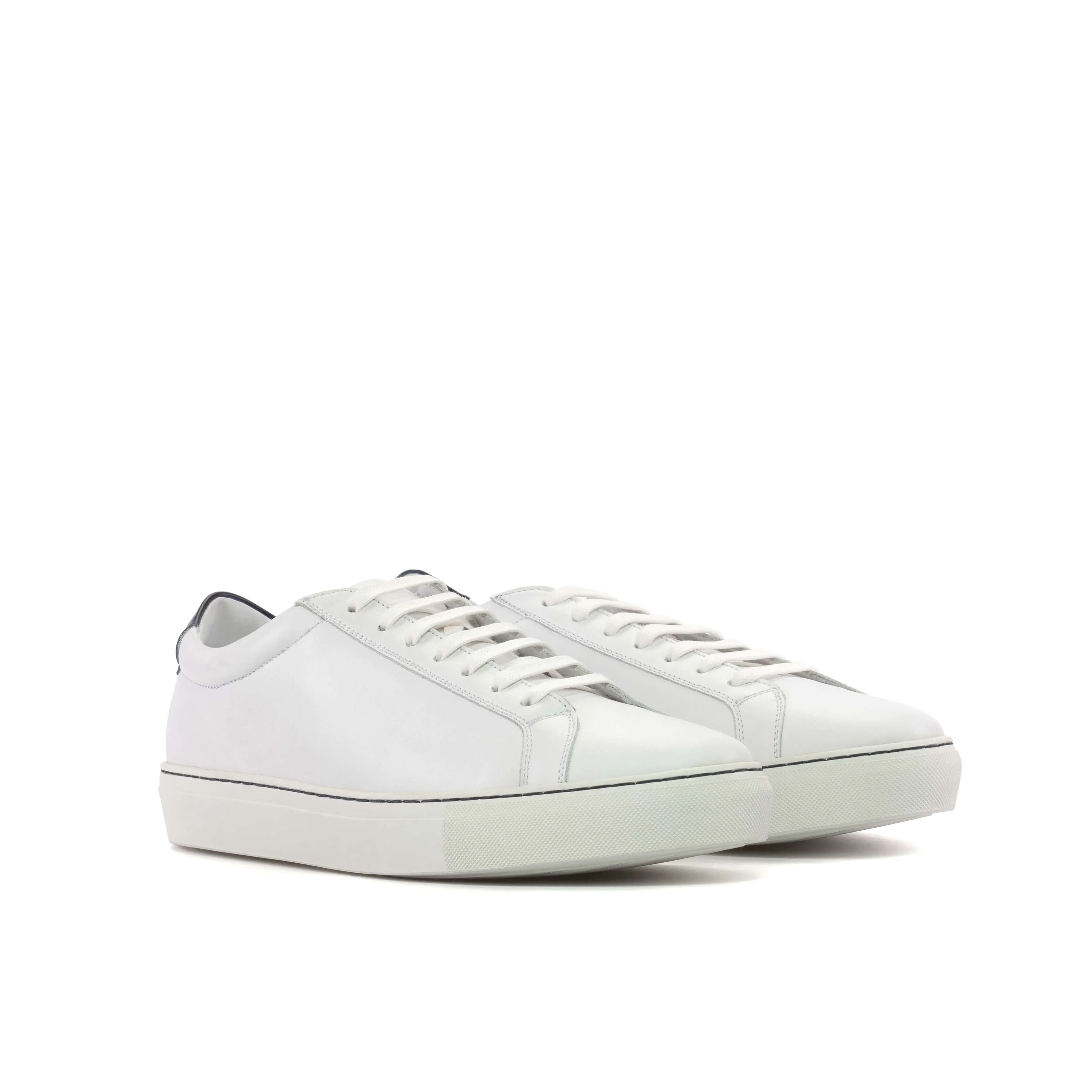 Men's Bespoke White Leather Low-Top Sneakers