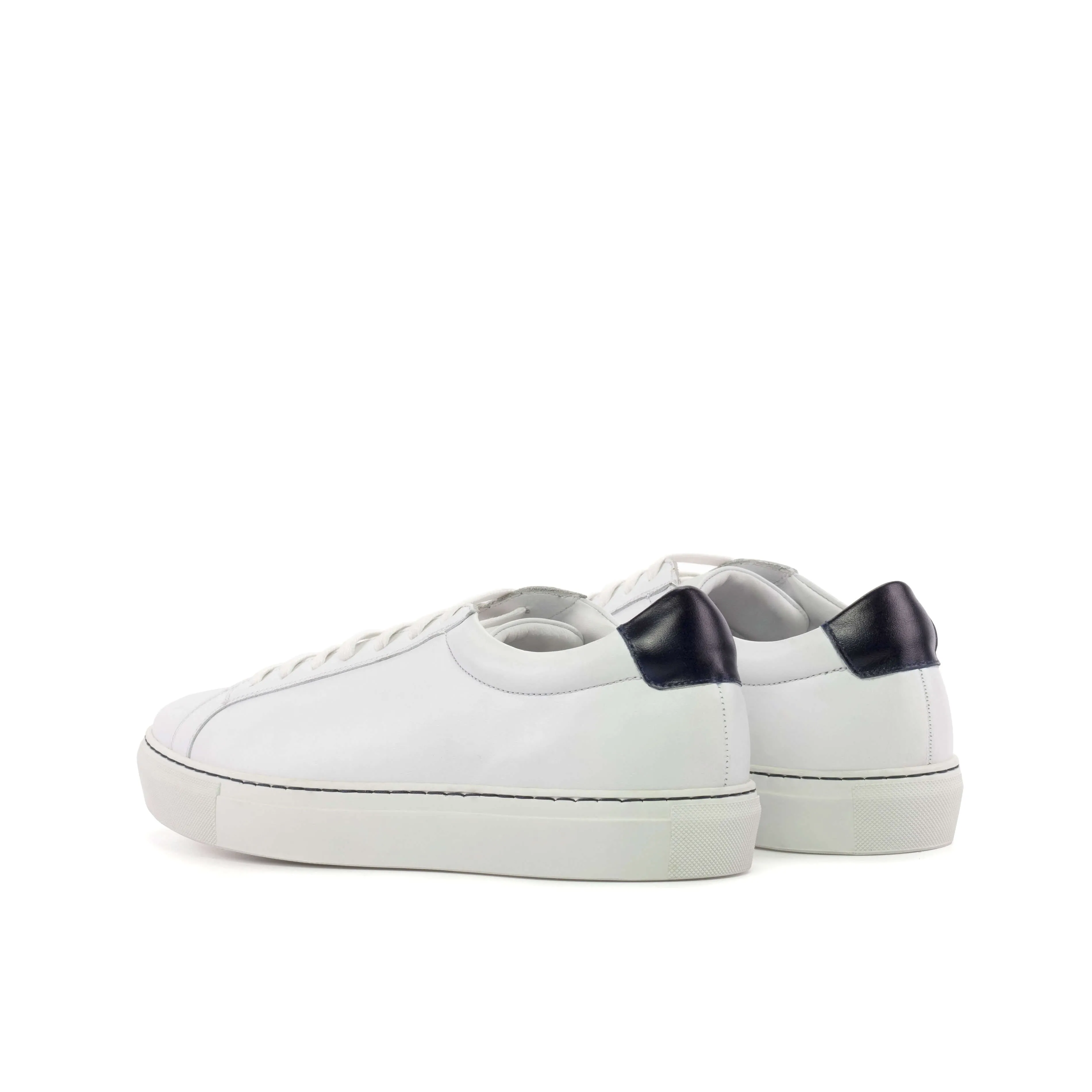 Men's Bespoke White Leather Low-Top Sneakers