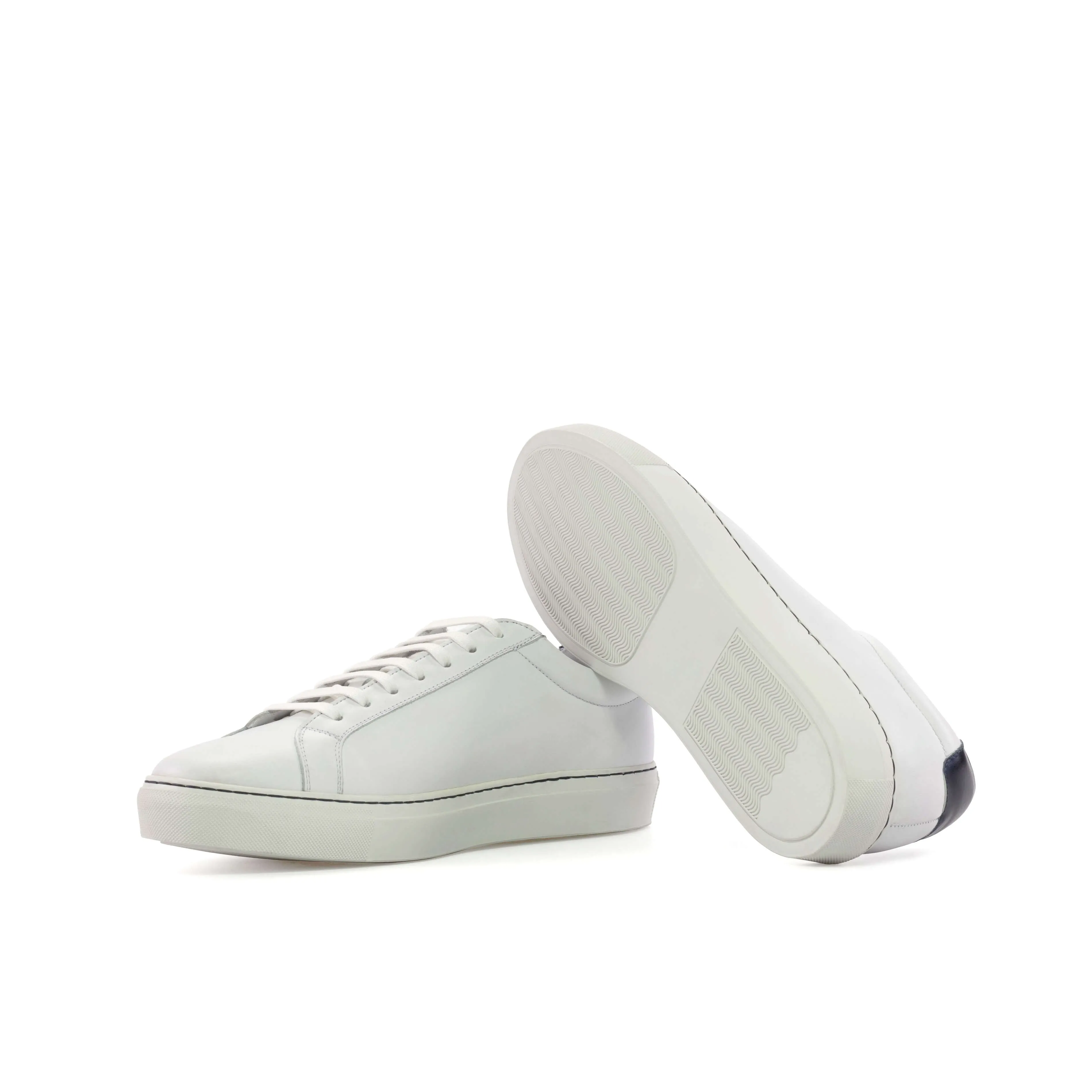 Men's Bespoke White Leather Low-Top Sneakers