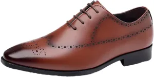 Mens Brown Dress Shoes Leather Formal Business Oxford Derby Shoe Brogue Wingtip Retro Footwear for Men