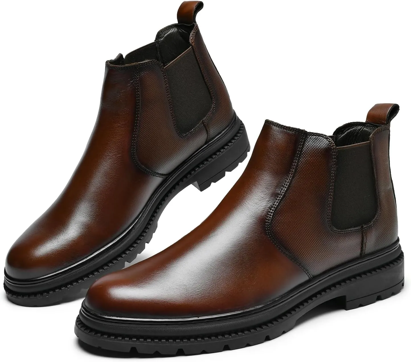 Mens Chelsea Dress Boots Classic Stylish Casual Leather Slip On Ankle Boot for Men