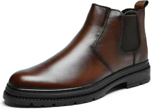 Mens Chelsea Dress Boots Classic Stylish Casual Leather Slip On Ankle Boot for Men
