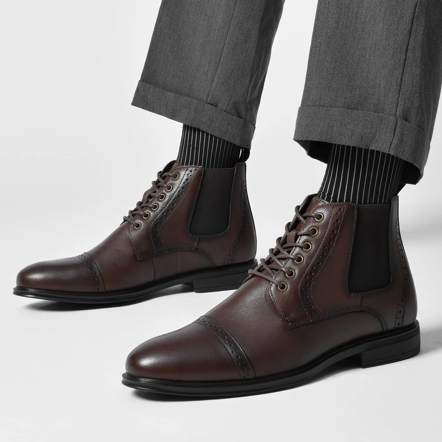 Men's Chelsea Dress Boots Comfortable Leather Slip On Ankle Boots For Casual & Formal Occasions