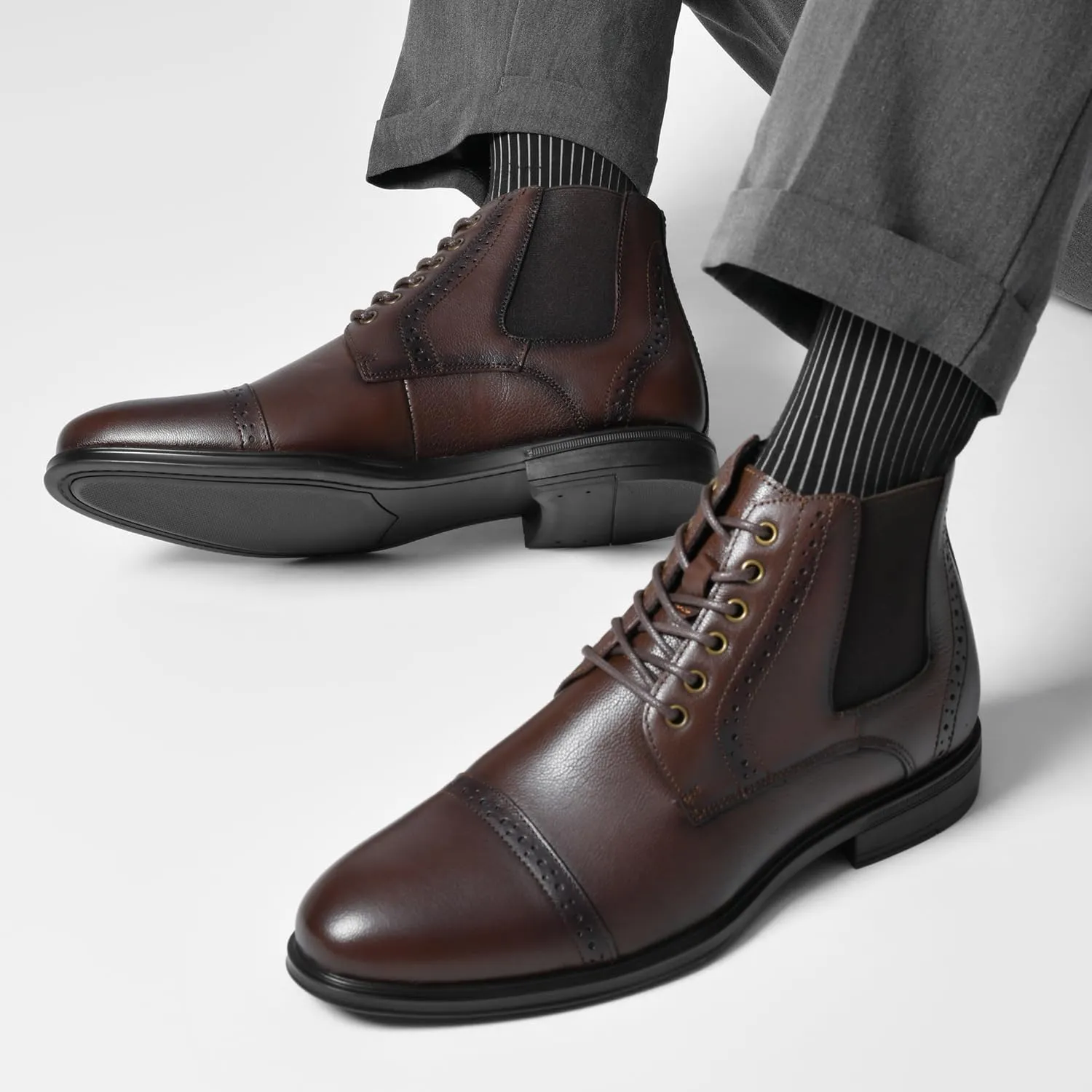 Men's Chelsea Dress Boots Comfortable Leather Slip On Ankle Boots For Casual & Formal Occasions