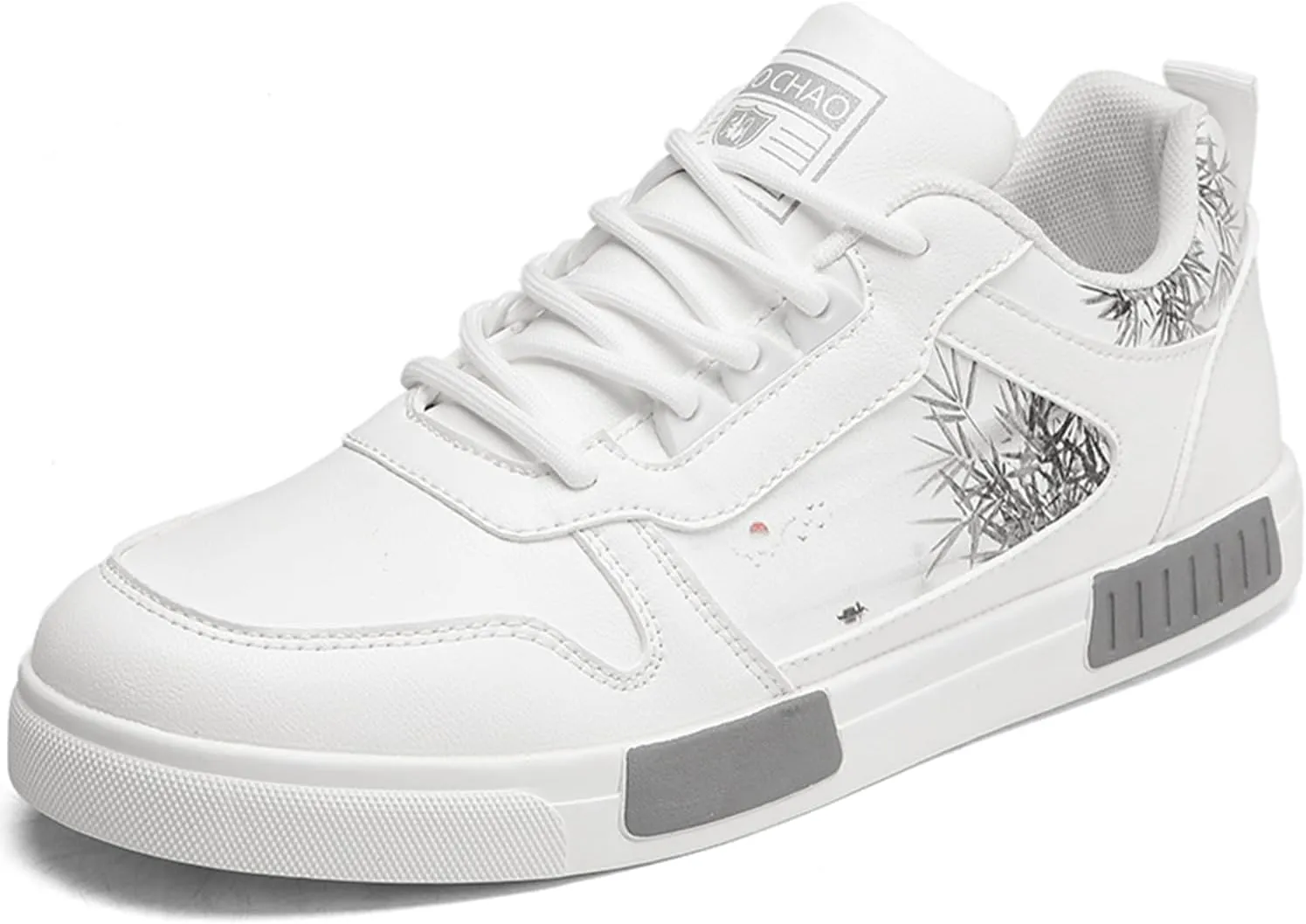 Men's Fashion Skate Sneakers Black and White Casual Athletic Shoes with Lace-up Asian Art Chinese Design Skateboarding Road Walking Running Hiking Shoes