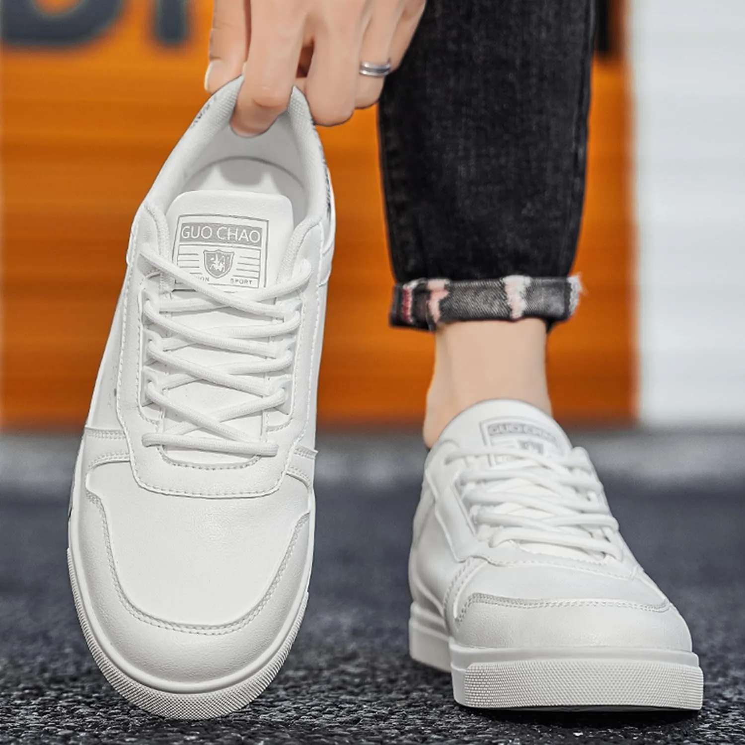 Men's Fashion Skate Sneakers Black and White Casual Athletic Shoes with Lace-up Asian Art Chinese Design Skateboarding Road Walking Running Hiking Shoes