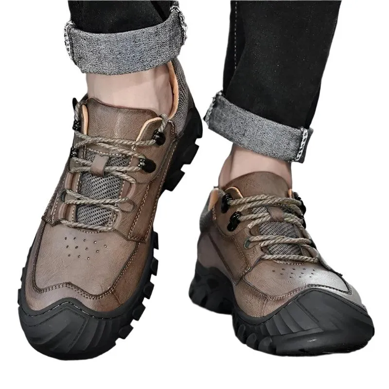 Men's Genuine Leather Hiking Shoes – Wear-Resistant Outdoor Adventures Sneakers