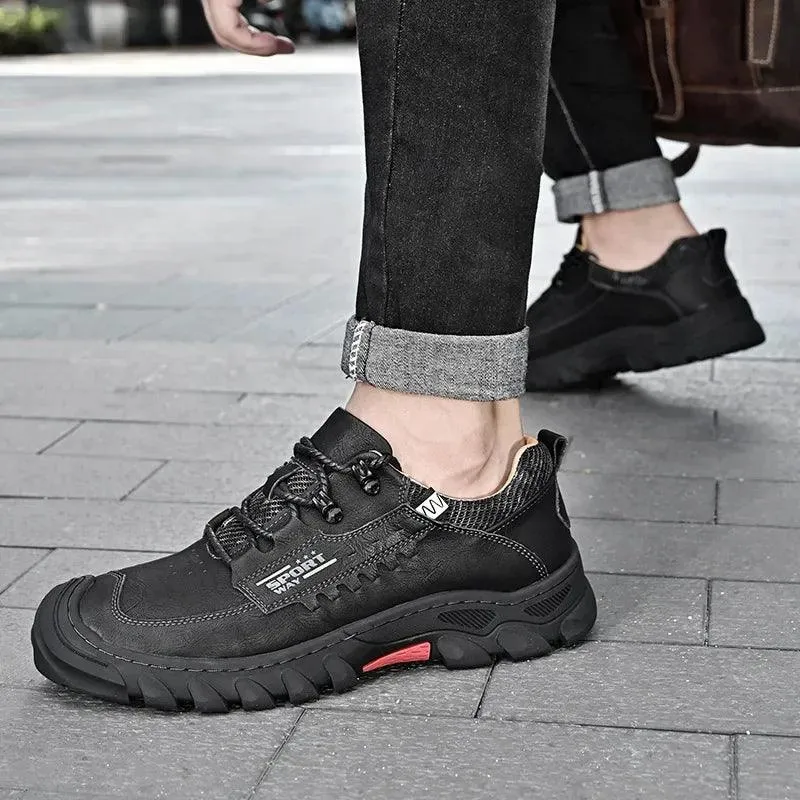 Men's Genuine Leather Hiking Shoes – Wear-Resistant Outdoor Adventures Sneakers