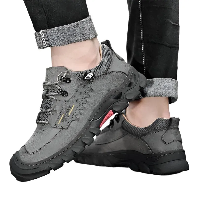Men's Genuine Leather Hiking Shoes – Wear-Resistant Outdoor Adventures Sneakers