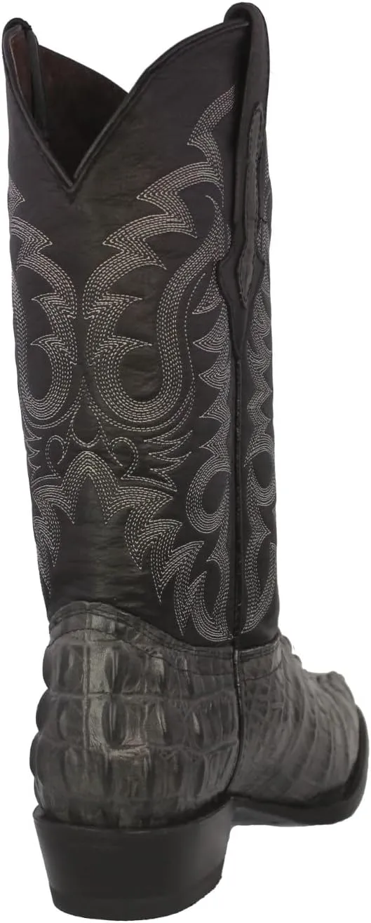 Mens Gray Western Leather Cowboy Boots Crocodile Tail Print J Toe