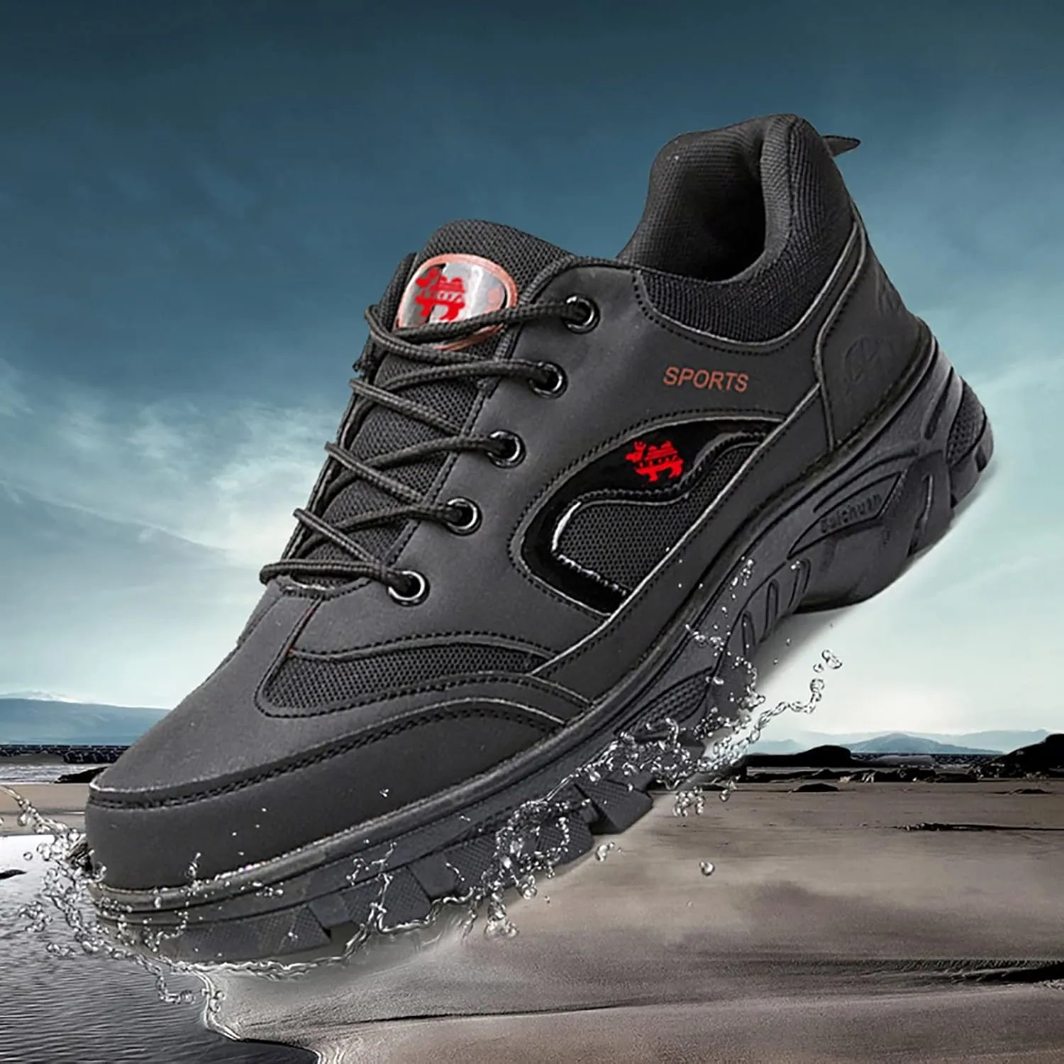 Men’s Hiking Shoes Outdoor Walking Shoes Breathable Trekking Trails Shoes Low Top Sneakers Lightweight Walking Shoes
