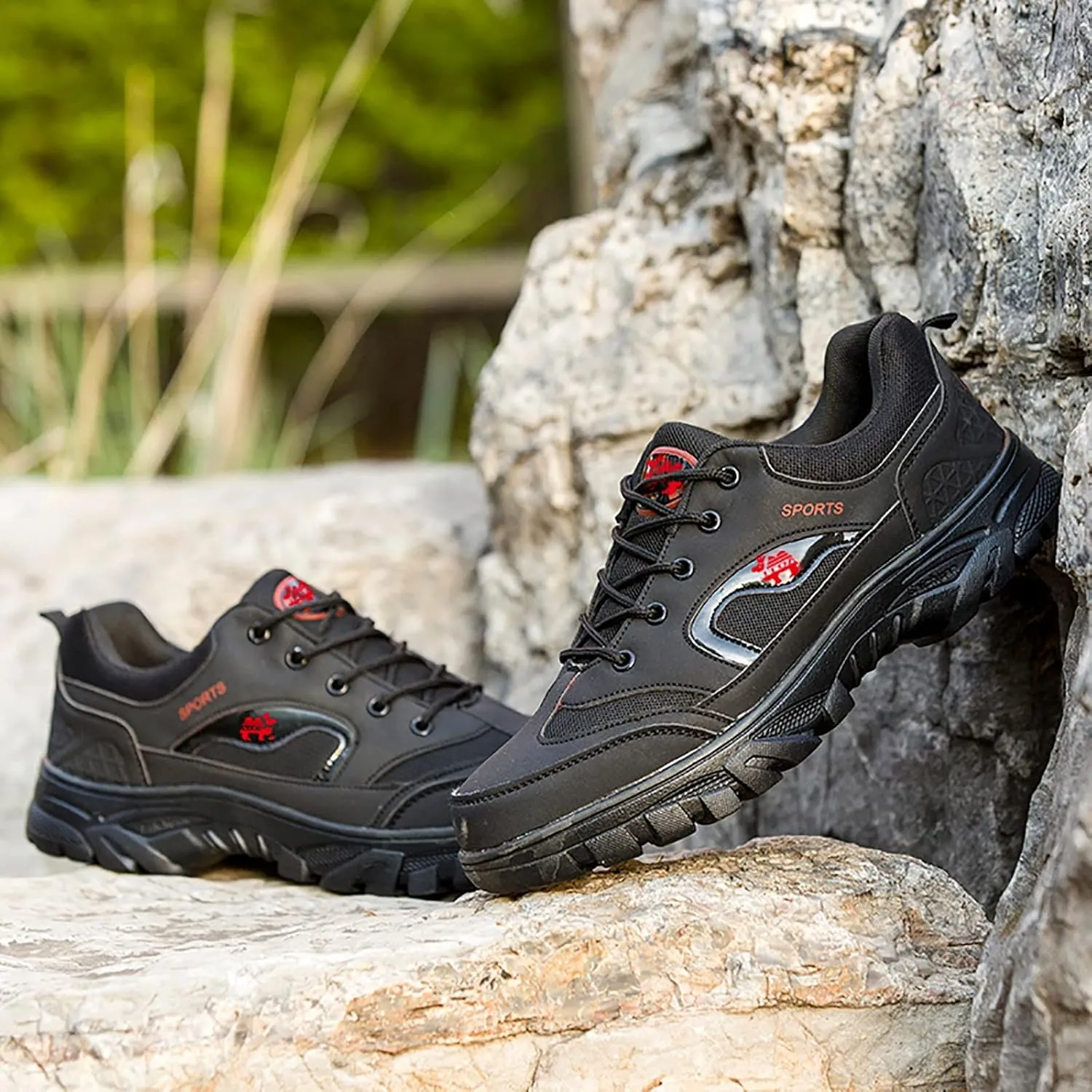 Men’s Hiking Shoes Outdoor Walking Shoes Breathable Trekking Trails Shoes Low Top Sneakers Lightweight Walking Shoes