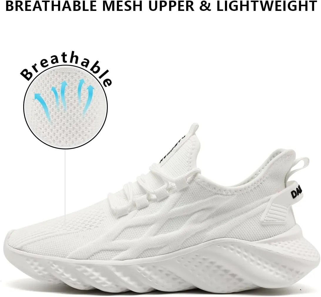 Mens Walking Shoes Running Trainers Sneakes Athletic Gym Fitness Sport Shoes Non Slip Breathable Mesh Comfortable Workout Fashion Slip On